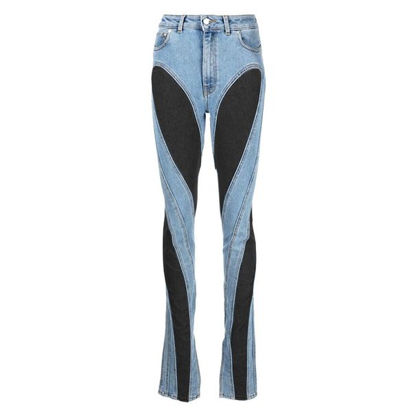 Niche Design Deconstruction Style Contrast Color Jeans For Women Sexy Hot Girl Slim Long Legs High Waist Trousers_mkmklike.com