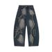Women's Wasteland Style Washed Distressed Scimitar Jeans Casual Cotton Denim Jeans With Frayed Edge For Spring/Autumn Summer_mkmklike.com