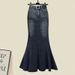 Women's Clothing Temperament Slim Ruffled Short Sleeved Denim Skirt Two Piece Suit_mkmklike.com