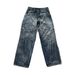 Men's Clothing Laser Stitching Sickle Pattern Embroidery Mid Waist Loose Jeans_mkmklike.com