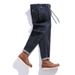 Large Size Men's Clothing Autumn And Winter Thick Embroidered Jeans Men's Fattened Plus Size Retro Elastic Waist Sports Pants Men's Pants_mkmklike.com
