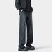 American Retro Patchwork Jeans For Men, Spring Trendy Vibe Loose Wide-leg Casual Pants, Stylish Straight-leg Trousers_mkmklike.com