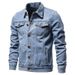 Men’s Slim-Fit Denim Jacket – Classic Washed Cotton Workwear Coat (Black/Light Blue/Dark Blue) – Korean-Inspired Streetwear Essential_mkmklike.com