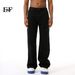 EF JEANS | 2024 New Product, American Vibe Simple Pure Black Washed Denim Trousers Straight Casual Trousers_mkmklike.com