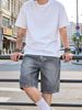 Men's American Style Casual Workwear Denim Shorts Cargo with Relaxed Fit Straight Leg Summer_mkmklike.com