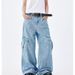 Retro Washed Light Blue Jeans For Men And Women 2025 Summer European And American Multi Pocket Straight Workwear Casual Trousers Trend_mkmklike.com