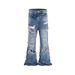 Men's Clothing High Street Ripped Washed Design Flared Jeans American Street Style Tall Straight Cleanfit Trousers_mkmklike.com