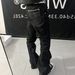 Men's Black Raw Denim Jeans Trendy Versatile Loose Fit Straight Leg American Style Slimming Slightly Flared_mkmklike.com