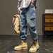 Men's Clothing Men's Heavyweight Washed Retro Style Multi Pocket Jeans Tapered Cuffs Thickened Cargo Pants Plus Size Trendy Autumn Winter_mkmklike.com