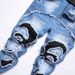 Men's Distressed Denim Jeans – Vintage Washed Blue With Contrast Stitching & Knee Rips (28-42 EU Sizes) | Streetwear Staple_mkmklike.com