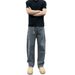 2025 Summer American Retro Belt Straight-Leg Jeans Trendy Fashion Versatile Scimitar Casual Pants Men's Style_mkmklike.com
