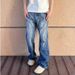Nordmann American High Street Vibe Style Lightning Pattern Blue Ripped Jeans Men's Straight Leg Slightly Flared Slimming Cleanfit_mkmklike.com