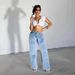 Women's Classic Straight-Leg Jeans – Vintage Washed Blue Denim With Patchwork Accents, Comfort Stretch, Mid-Rise Fit (S-Xxl)_mkmklike.com
