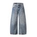 Patchwork Deconstructed Washed Scimitar Jeans Men's High Street Trendy Brand Ins Hip Hop Versatile Wide Leg Pants_mkmklike.com
