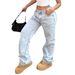 Women's Low-Rise Straight-Leg Jeans – Vintage Washed Denim Pants With Relaxed Fit For Casual Streetwear_mkmklike.com