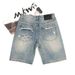 Men's Distressed Straight-Leg Denim Shorts Vintage American Style Relaxed Fit Comfortable_mkmklike.com