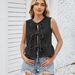 K New Women's Denim Vest With Lace-up And Leaf Hem_mkmklike.com