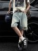 Men's Light Colored Distressed Loose Denim Shorts Summer American Style Ripped Casual Straight Leg Five Point Pants_mkmklike.com