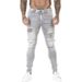 Men's Distressed Skinny Jeans Custom Made Rips Slightly Stretchy Slim Fit Denim_mkmklike.com