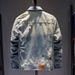 Men's Clothing Men's Large Size Ripped Light Color Denim Jacket Slim Fit Jacket Men's Short Top Denim Jacket_mkmklike.com