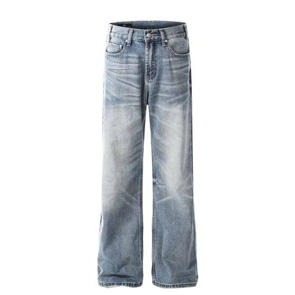 Unisex Retro Washed Blue Denim Jeans – Loose Fit Straight Leg High Waist Vintage Pants (S-XXL)_mkmklike.com