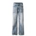 Unisex Retro Washed Blue Denim Jeans – Loose Fit Straight Leg High Waist Vintage Pants (S-XXL)_mkmklike.com