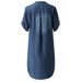 Women's Clothing V Neck Buttoned Pullover Mid Sleeve Denim Dress_mkmklike.com