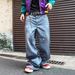 Women's Printed Star Denim Jeans - High Waist Wide Leg Straight Pants For Casual Streetwear_mkmklike.com