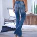 Women's Distressed Skinny Jeans High Stretch Denim Pants With Ripped Details Flared Leg Comfort Fit For Casual & Office Wear_mkmklike.com