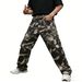 Men's Cross Border Exclusive Jeans Loose Straight Leg Camouflage Cargo Trousers American High Street Style Bestseller for Men_mkmklike.com