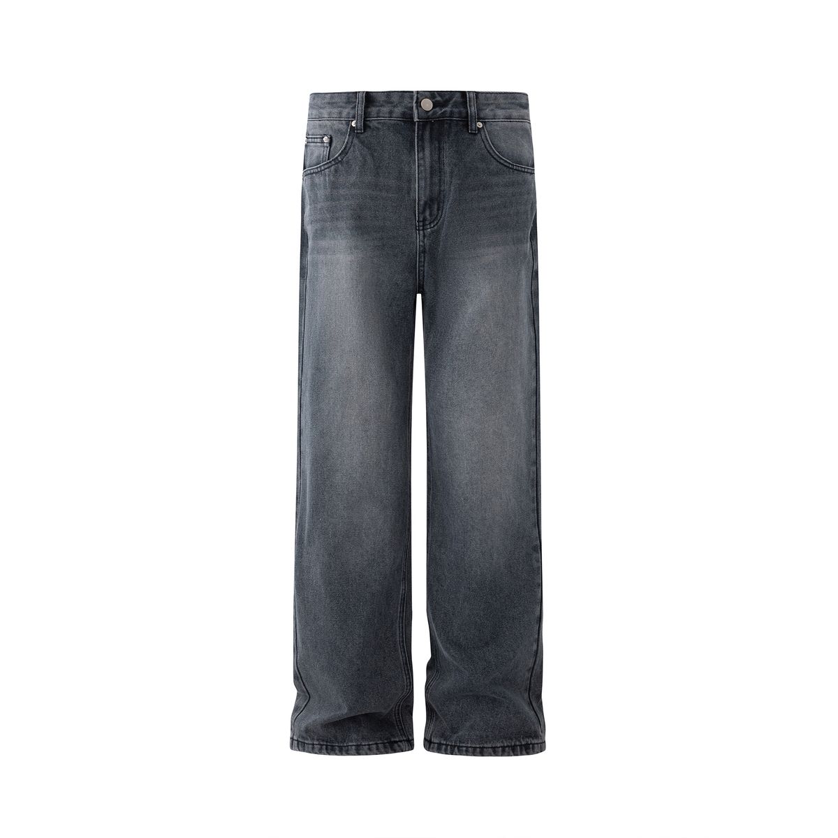 Distressed Washed Straight-Leg Jeans For Men - Vintage Denim Pants With Cleanfit Style, Oversized & Long-Length For Casual & Streetwear_mkmklike.com