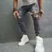 Men's Stretch Skinny Jeans With Knee Rips - Vintage Washed Denim Pants For Casual Wear (Sizes 28-38)_mkmklike.com