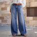 Vintage-Inspired High-Waisted Flared Jeans For Women – Embroidered Denim, Stretchy & Comfortable (Blue, S-XXL)_mkmklike.com
