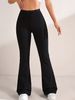Women's High-Waisted Lace Waist Flared Yoga Pants Elastic Sports Denim Style_mkmklike.com