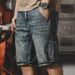 Men's Clothing Summer Thin Straight Denim Shorts Casual Ripped Five Point Trendy Loose Fit Pants_mkmklike.com