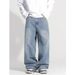 Men's American Style Washed Wide Leg Jeans Straight Leg High Street Vintage Style Floor Length Cross Border Exclusive_mkmklike.com