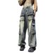 Tooling Jeans Men's High Street American Style Gradual Change Pants Autumn Tide Brand Washed Multi-pocket Straight Pants_mkmklike.com