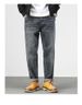 American Style Plush Thick Jeans Men's Winter Trend Straight Tube Loose Fitting Harem Washed Nine Inch Long Pants_mkmklike.com