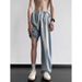 Light Blue Men's Distressed Jeans Retro Washed Loose Fit plus Size Straight Wide Leg Unique Style_mkmklike.com