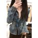 Chicco Chicco American Retro Blue Slim Fit Denim New Shirt Women's Fashionable Slimming Jacket Top_mkmklike.com