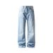 American Retro Washed Distressed Jeans For Men, Trendy New Style, Vibe High Street, Slimming, Slightly Flared_mkmklike.com