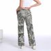 Women's Low-Rise Flared Jeans - Printed Botanical Design & Stretch Denim (S-2XL, Trendy Wide-Leg For Casual Chic)_mkmklike.com
