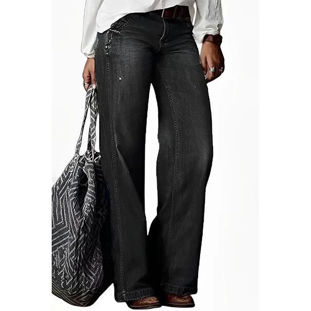 Trendy Retro Straight-Leg Jeans For Women – Distressed Washed Denim, Comfortable & Stylish (Black/Blue/Grey, XS-4XL)_mkmklike.com