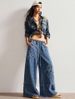 High Waist Flared Jeans for Women Retro Washed Butterfly Detail European American Style Cross Border Wholesale Foreign Trade Hot Item_mkmklike.com