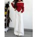 Women's High-Rise White Embroidered Flared Jeans – Vintage 70s Bell Bottom With Boho Stitching & Non-Skinny Fit For Spring_mkmklike.com