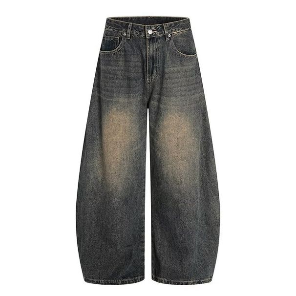 Unisex Mid-Waist Wide Leg Jeans Black Cotton Non-Stretch Distressed Washed Retro Whiskered Trousers Versatile Long Pants_mkmklike.com