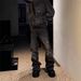 Men's Black Distressed Washed Denim Flared Jeans High Street Style Vibe Cool And Edgy Fashion for Men_mkmklike.com