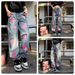 Men's American Style Cross Stitch Pink Patchwork Light Blue Washed Straight Leg Jeans - Slim Fit Casual Pants For Couples_mkmklike.com