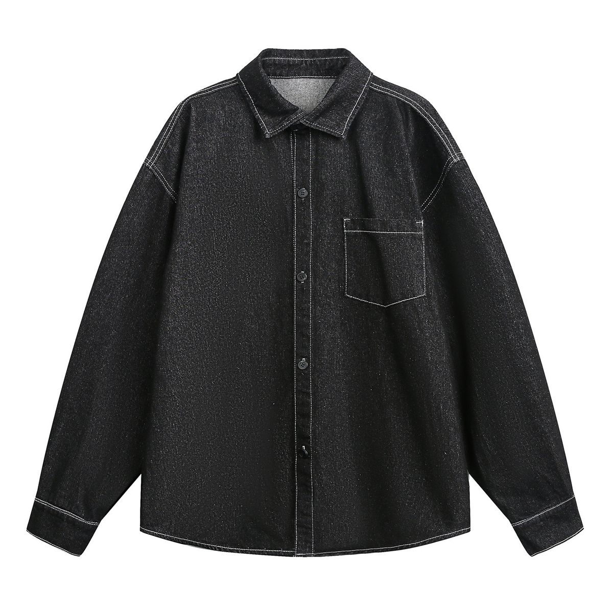 Northfold Vintage Raw Long Sleeve Men 25 Autumn New Japanese Style Loose Trendy Brand Casual Washed Denim Shirt Jacket_mkmklike.com