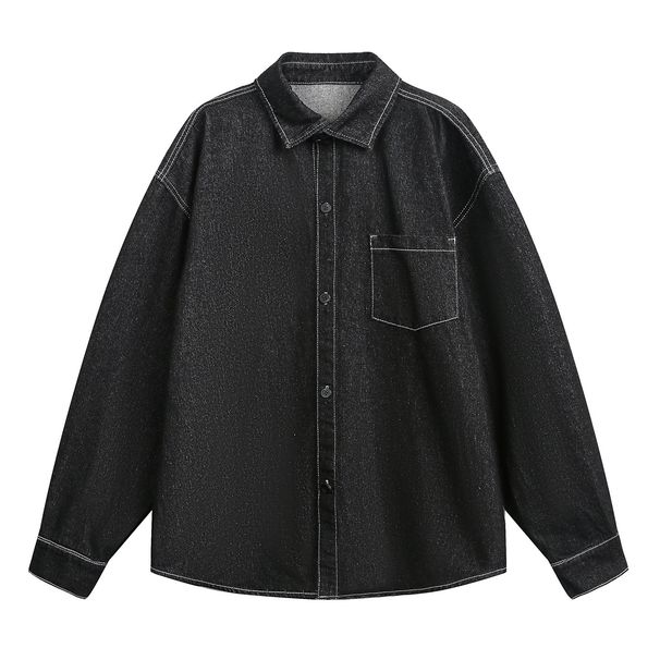 Northfold Vintage Raw Long Sleeve Men 25 Autumn New Japanese Style Loose Trendy Brand Casual Washed Denim Shirt Jacket_mkmklike.com